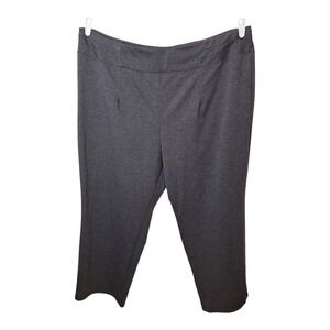Cato Woman 26/28W Gray Pull On Ponte Knit Pants Flat Front Faux Pockets Stretch